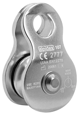 Produktbild von ALPIDEX Seilrolle Umlenkrolle 20 kN - Mobile Pulley Flaschenzug - für Seile bis 11 mm Durchmesser - EN12278, Farbe: Silver