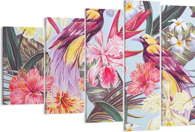 Produktbild von Bild auf Leinwand - Leinwandbild - Blume Vogel Sommer - 150x100cm - Wand Bild - Wanddeko - Leinwanddruck - Bilder - Kunstdruck - Wanddekoration - Leinwand bilder - Wandkunst - EG150x100-3485