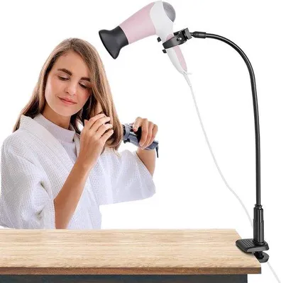 Produktbild von Föhnhalter mit 360-Grad-Rotation - Handsfree-Styling - Zwanenhals-Beugel - Klemmontage - für Haarstyling zu Hause und im Salon
