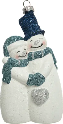 Produktbild von Christbaumschmuck Kunststoff Schneemann und Schneefrau 12cm weiß