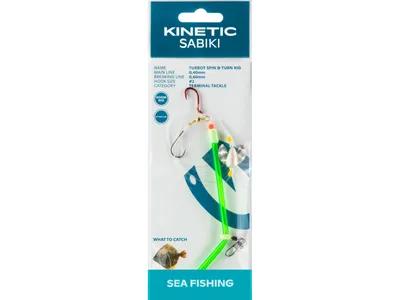 Produktbild von Kinetic Sabiki Turbot Spin&Turn #2 Pearl Glitter Plattfisch Scholle Flunder Vorfach Rig system