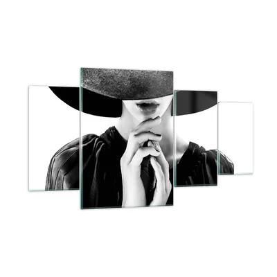 Produktbild von Bilder auf glas - 4 Teile - Frau Hände Hut - 160x90cm - Glasbilder - Wandbilder - Bilder - zum Aufhängen bereit - Wanddekoration aus Glas - Glas Bilder - Wandbild auf Glas - GDL160x90-5128