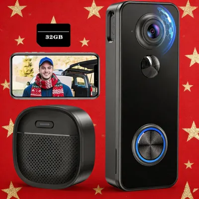 Produktbild von WLAN Video Türklingel mit Kamera 2K HD Kabellose Video Doorbell mit Gong PIR Personenerkennung, Nachtsicht 32GB