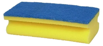 Produktbild von 100x Putzschwamm Groß, 5x7x14 cm, Gelb/Blau  | Packung (10 Stück)