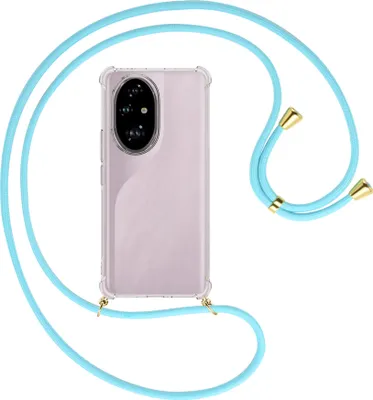 Produktbild von Handykette Backcover-Schutzhülle mit Band (Metall goldfarben) für Honor 200 Pro - himmelblau