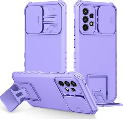 Immagine prodotto di Custodia per Samsung Galaxy A52S 5G / A52 5G / A52 4G robusta a doppio strato, protezione militare con kickstand e protezione fotocamera scorrevole Viola