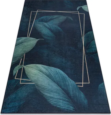Produktbild von ANDRE 1170 Waschteppich Blätter, geometrisch Anti-Rutsch - blau Blau 80x150 cm