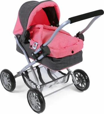 Produktbild von Puppenwagen Smarty, melange anthrazit-pink