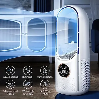 Produktbild von Ventilator Leise, Rotorloser Ventilator mit mit Luftreiniger, 6 Geschwindigkeiten, 9H Timer, USB-Aufladung, 35dB, LED-Display, kühlender ventilato für Büro, Zuhause und Schlafzimmer