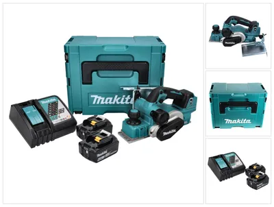 Produktbild von Makita DKP 181 RGJ Akku Hobel Falzhobel 82 mm 18 V Brushless + 2x Akku 6,0 Ah + Ladegerät + Makpac
