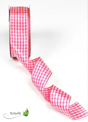 Produktbild von Karoband 25mm, 10 Meter, Farbe:rosa 156