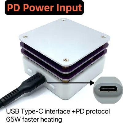 Image de 65W PD Protocol Hot Plate Preheater OLED Display Printed Circuit Board Soldering Heating Plate Station Rework Preheating Platform Repairing Tools USB Type-C Interface