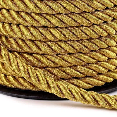 Kordelschnur Atlaskordel 20m ca. 7mm glänzend gedreht, Seil Kordel Schnur, gold
