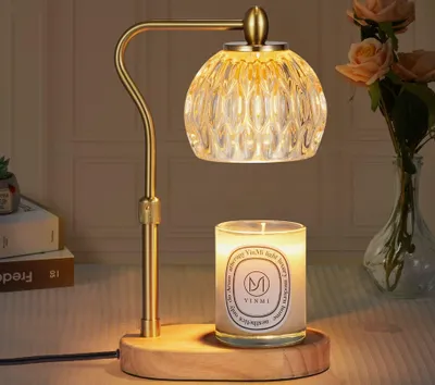 Produktbild von Kerzenwärmer, Kerzenwärmerlampe mit Timer und Dimmer, höhenverstellbarer Kerzenwärmer für Duftkerzen aller Größen, Kerzenwärmer mit 2*50 W Glühbirnen