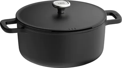 Produktbild von BergHOFF Leo Kasserolle 28 cm, Induktion, Rund, Recyceltes Aluminium, Keramik Antihaft, Mit Deckel, Cool-Touch-Griffe, Schwarz, 7,2 L