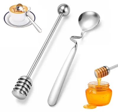 2 Honiglöffel aus Edelstahl, hängend, für Honig und Sirup