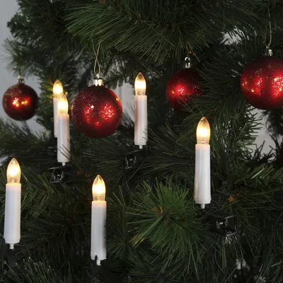 Produktbild von Kerzenlichterkette - Baumkerzen - 25 warmweiße Glühlampen - Ring - E10 Fassung - L: 12m - für Innen
