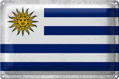 Produktbild von Blechschild Flagge Uruguay 18x12cm Flag of Uruguay Vintage