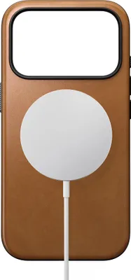 Image de Nomad Modern Cuir Coque iPhone 17 Pro – Bouton de Contrôle de la Caméra en Cristal de Saphir – Boutons en Aluminium Recyclé – Cuir Standard de Nomad - Marron