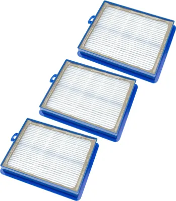 Produktbild von vhbw 3x Staubsaugerfilter kompatibel mit AEG Air Max AAM 6136, 6137, 6138, 6139, 6140, 6141, 6142, 6143, 6144 Staubsauger - HEPA-Filter Blau Weiß