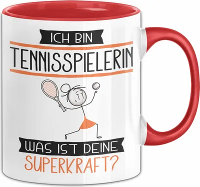Produktbild von Tennisspielerin Geschenk Tasse Ich Bin Tennisspielerin Was Ist Deine Superkraft Geschenkidee Lustig Geburtstag Weihnachten (Rot)