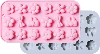 Image de 2 Moules à pralines en forme de fleur avec 18 alvéoles, Moule à pâtisserie en silicone, Moule à glaçons Pour Mariage, Festival, Fêtes Et Bricolage