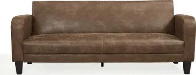 Produktbild von INICIO 3-sitziges ausklappbares Clubsofa aus Mikrofaser mit gealterter Lederoptik