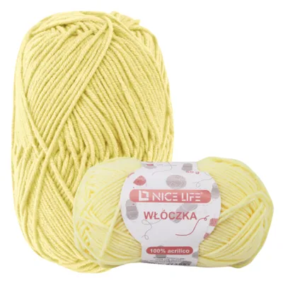 Zdjęcie produktu dla Materiał rzemieślniczy, wełna, włóczka do robótek ręcznych PASTELOWY ŻÓŁTY Nice Life, 100%.poliakryl , motek 50g