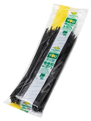 Produktbild von Set mit 100 Kabelbindern, „Soricei“, SapiSelco, Nylon-Kabelbinder, hohe Festigkeit, 550 x 9 mm, Farbe: Schwarz