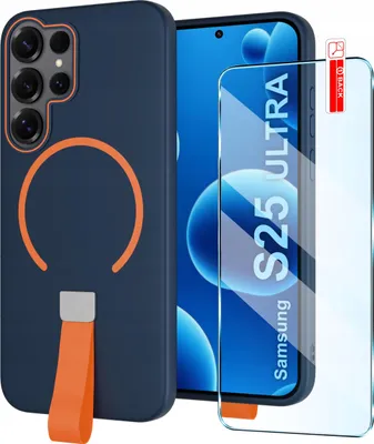 Immagine prodotto di Custodia con cinturino per dito opaco per Samsung S25 Ultra | per MagSafe + vetro