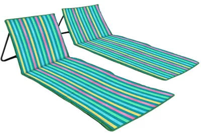 Produktbild von Faltbare Strandmatte 2er-Set, mit verstellbarer Rückenlehne, mit Schultergurt und Reißverschlusstasche, für