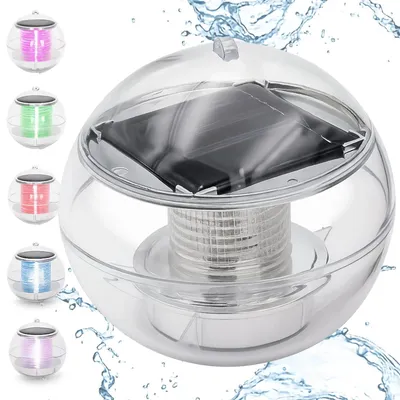 Produktbild von Solar Poolleuchte Schwimmleuchte LED Kugelleuchte RGB 11 cm Schwimmende Solarlampe für Pool Teich Jacuzzi Garten