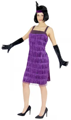 Produktbild von 20er Jahre Charleston Kostüm in lila für Damen Gr. S - XXL, Größe:XXL