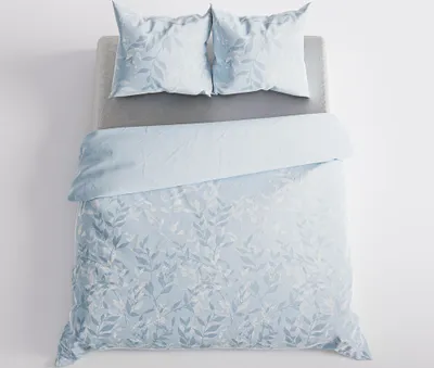 Produktbild von Bettwäsche, Baumwollsatin-Bettwäsche, hohe Qualität 200x220 Lilu Blau, Blätter