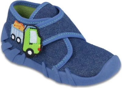Produktbild von BEFADO Jungen Hausschuhe Flexible höher mit LKW, Klettverschluss, Blau 20