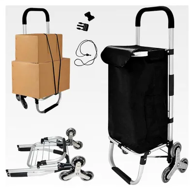 Produktbild von 3-in-1 Einkaufstrolley Klappbar mit Treppensteigrädern und abnehmbarer, wasserdichter Tasche