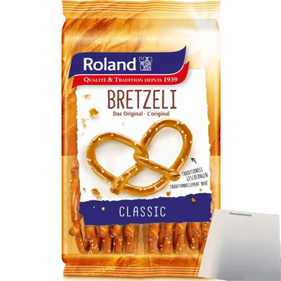 Produktbild von Roland Bretzeli Classic Salz Brezel Traditionell Geschlungen (100g Packung) + usy Block