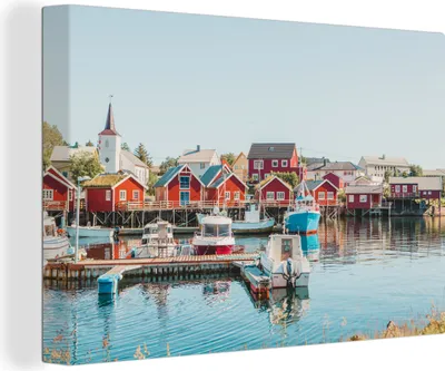 Produktbild von MuchoWow® - Leinwandbilder - Lofoten in Norwegen, Wandbild, Wanddeko Bilder Wohnzimmer, 60x40 cm