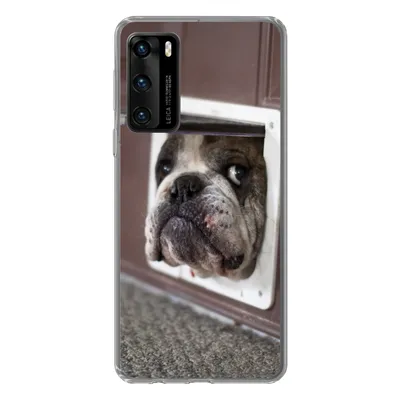 Produktbild von MuchoWow® Handyhülle Schutzhülle Hülle für Huawei P40 Hund - Lustig - Katzenklappe - Kinder - Jungen - Mädchen - Kinder Silikon Softcase Handy Hülle - Handytasche