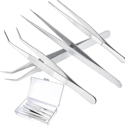 Image de Set de pincettes courbes et émoussées en acier inoxydable 12cm et 14cm