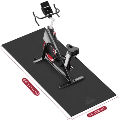 Image de Tapis de protection pour équipements sportifs et de fitness HAPBEAR - PVC haute densité, 213 x 92 cm x 6 mm d'épaisseur, tapis de sol pour tapis de course, elliptiques, vélos Peloton – Noir (C-213x92cmx6mm)