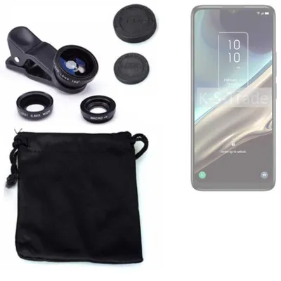 Produktbild von K-S-Trade Smartphone Kamera Linsen Set Kompatibel mit TCL 406s 3in1 Clip-On Kamera Adapter Macro Weitwinkel FishEye Fischauge Objektiv Linse