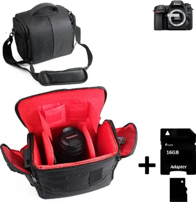 Produktbild von Kompatibel mit Nikon D7500 Kameratasche Fototasche Umhängetasche Schultertasche Zubehör Tasche mit Zusatzfächern, Regenschutz Trennwänden + 16GB
