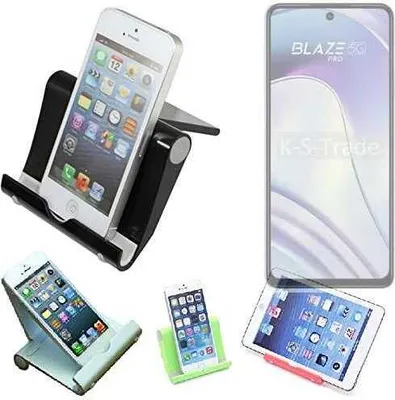 Produktbild von K-S-Trade Handy-Ständer kompatibel mit Lava Blaze Pro 5G faltbarer Tischständer Smartphone Tablet Halterung Reise
