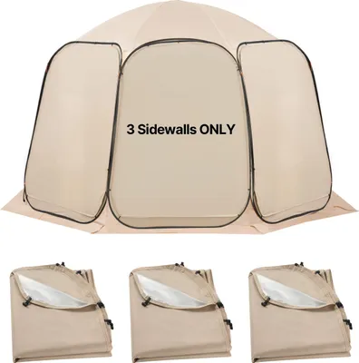 Produktbild von VEVOR Seitenwände, passend für 366x338 cm große Zelte, 168x140 cm große Seitenteile, silberbeschichtetes 300D Oxford-Gewebe, 3er-Pack (Zelt nicht enthalten), für Outdoor-Aktivitäten, Beige