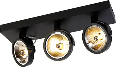 Produktbild von QAZQA - Modern Industrie-Spot I Spotlight I Deckenspot I Deckenstrahler I Strahler I Lampe I Leuchte schwarz verstellbar 3-flammig Spotbalken-flammig - Go I Wohnzimmer I Schlafzimmer - Aluminium Recht
