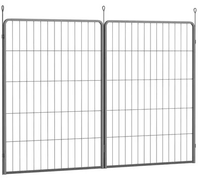 Produktbild von 2er-Set Erweiterung für Welpengehege, Hundezaun-Paneele, Haustierspielplatz, Welpenzaun aus Stahl, Grau, stabil, für Haustiere