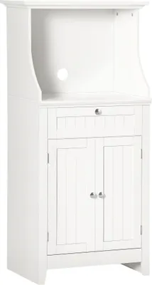 Image de HOMCOM Meuble micro-ondes armoire de cuisine avec 1 tiroir, 2 portes 60 x 40 x 122,5 cm - Blanc