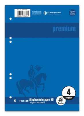 Obrázek produktu pro Staufen® 734033604 Vložka do kroužkové vazby PREMIUM LIN 4 - A5, 90 g/m2, 50 listů