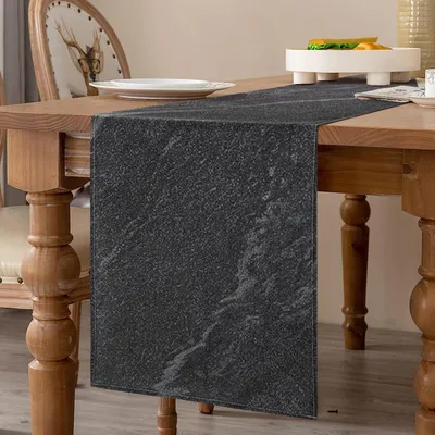 Produktbild von Schwarze Tischdecke modern 33x183cm Leinen